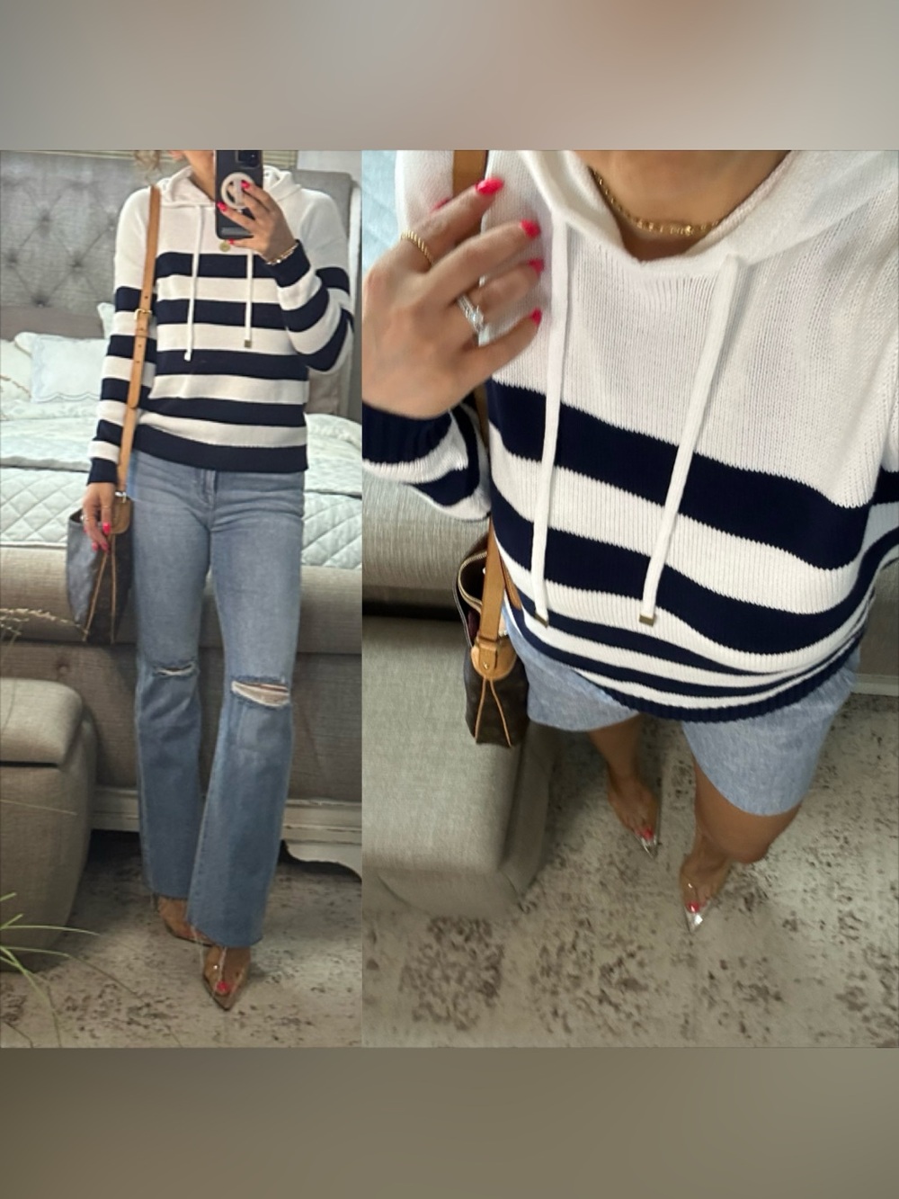 New💙 Coastal Stripe Hooded Sweater
